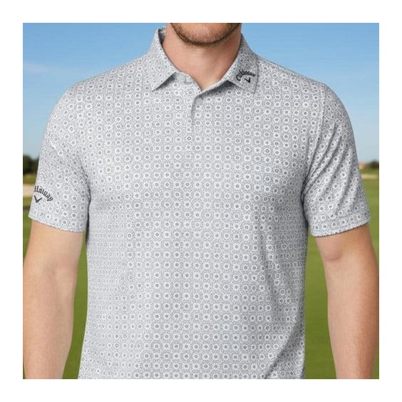 Callaway Foulard Printed Herren Poloshirt, bright weiss