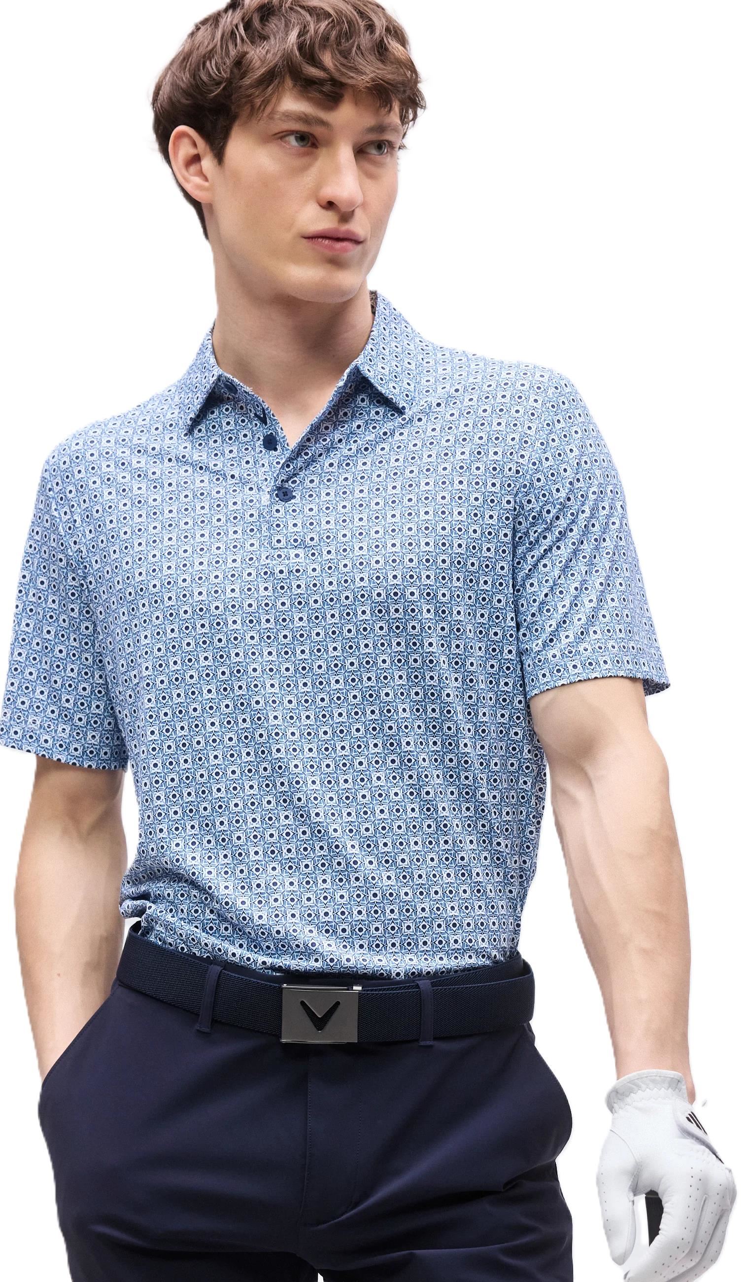 Callaway Foulard Printed Herren Poloshirt, peacoat