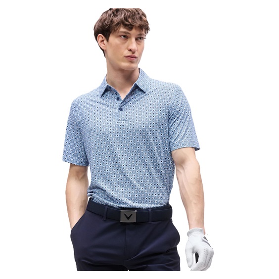Callaway Foulard Printed Herren Poloshirt, peacoat
