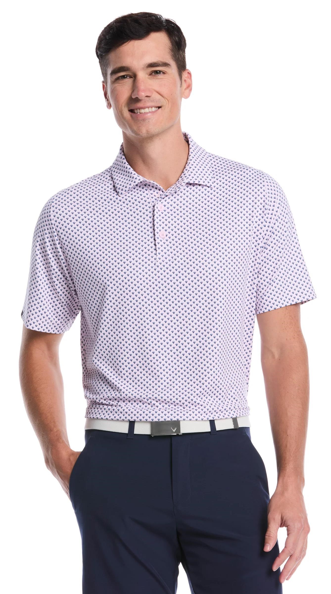 Callaway Trademark Golf Printed Herren Poloshirt, pink tulle