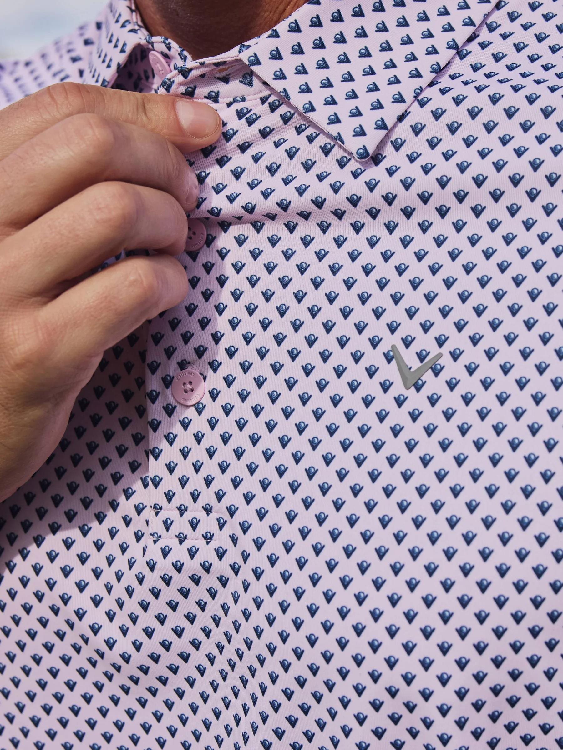 Callaway Trademark Golf Printed Herren Poloshirt, pink tulle