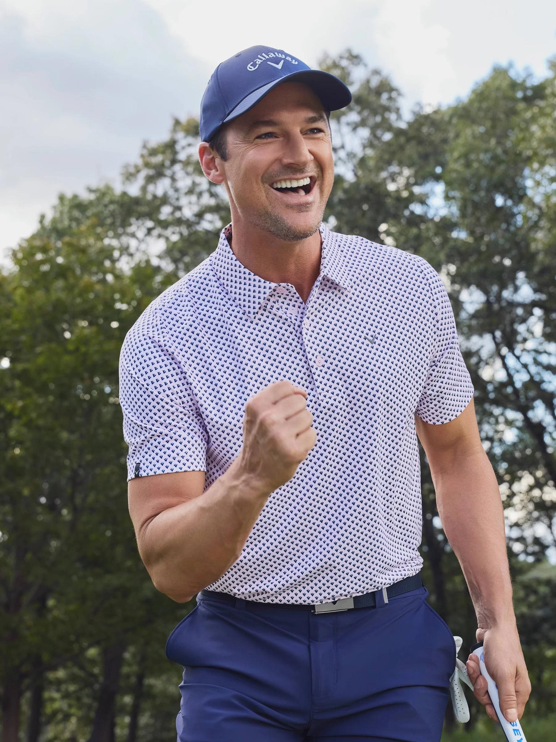 Callaway Trademark Golf Printed Herren Poloshirt, pink tulle