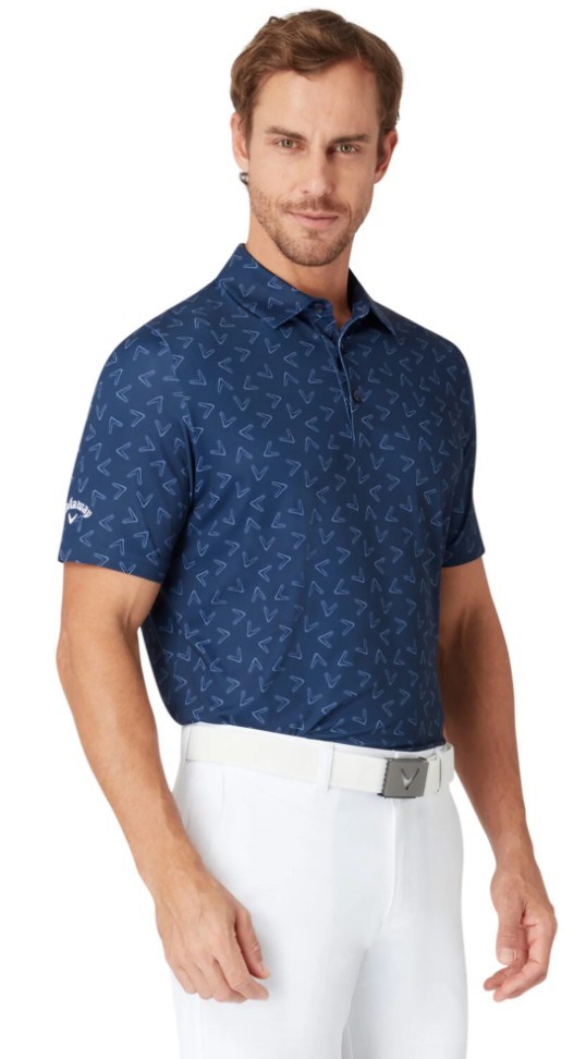 Callaway Blocked Printed Herren Poloshirt, dunkelblau