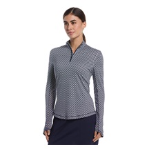 Callaway Scarf Geo Print Long Sleeve Damen Poloshirt, peacoat