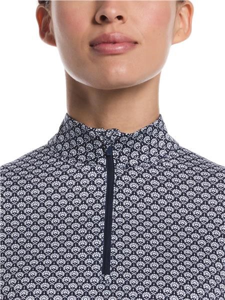 Callaway Scarf Geo Print Long Sleeve Damen Poloshirt, peacoat