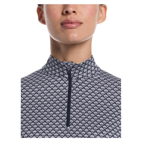 Callaway Scarf Geo Print Long Sleeve Damen Poloshirt, peacoat