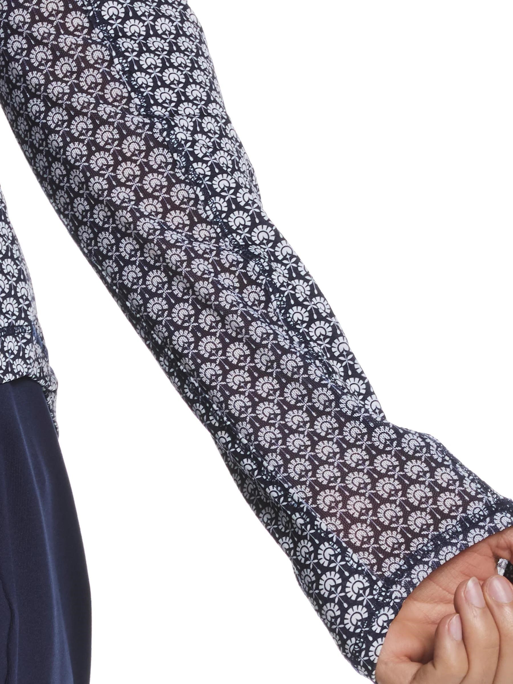 Callaway Scarf Geo Print Long Sleeve Damen Poloshirt, peacoat
