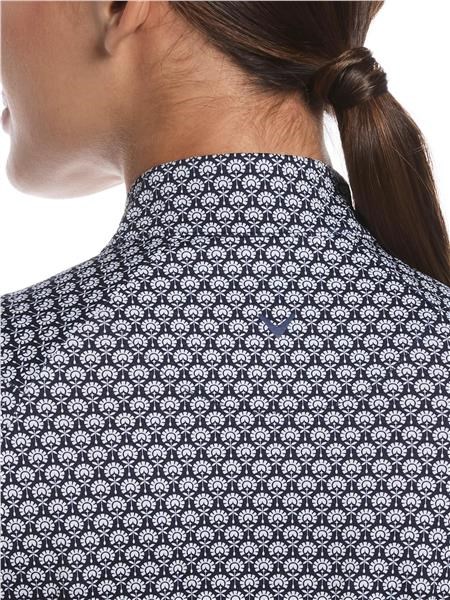 Callaway Scarf Geo Print Long Sleeve Damen Poloshirt, peacoat