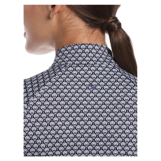 Callaway Scarf Geo Print Long Sleeve Damen Poloshirt, peacoat