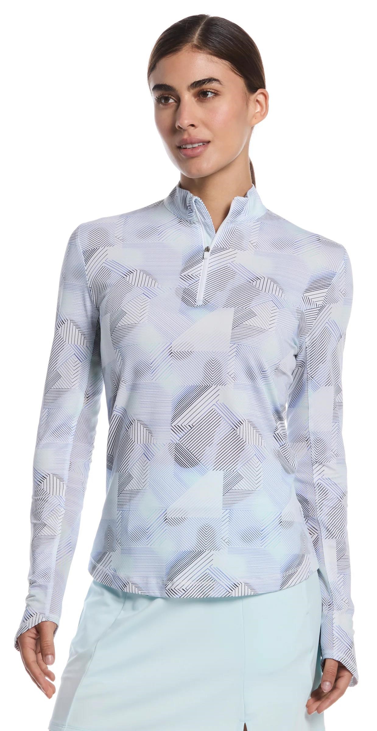 Callaway Active Geo Printed long sleeve Damen Poloshirt, brilliant weiss