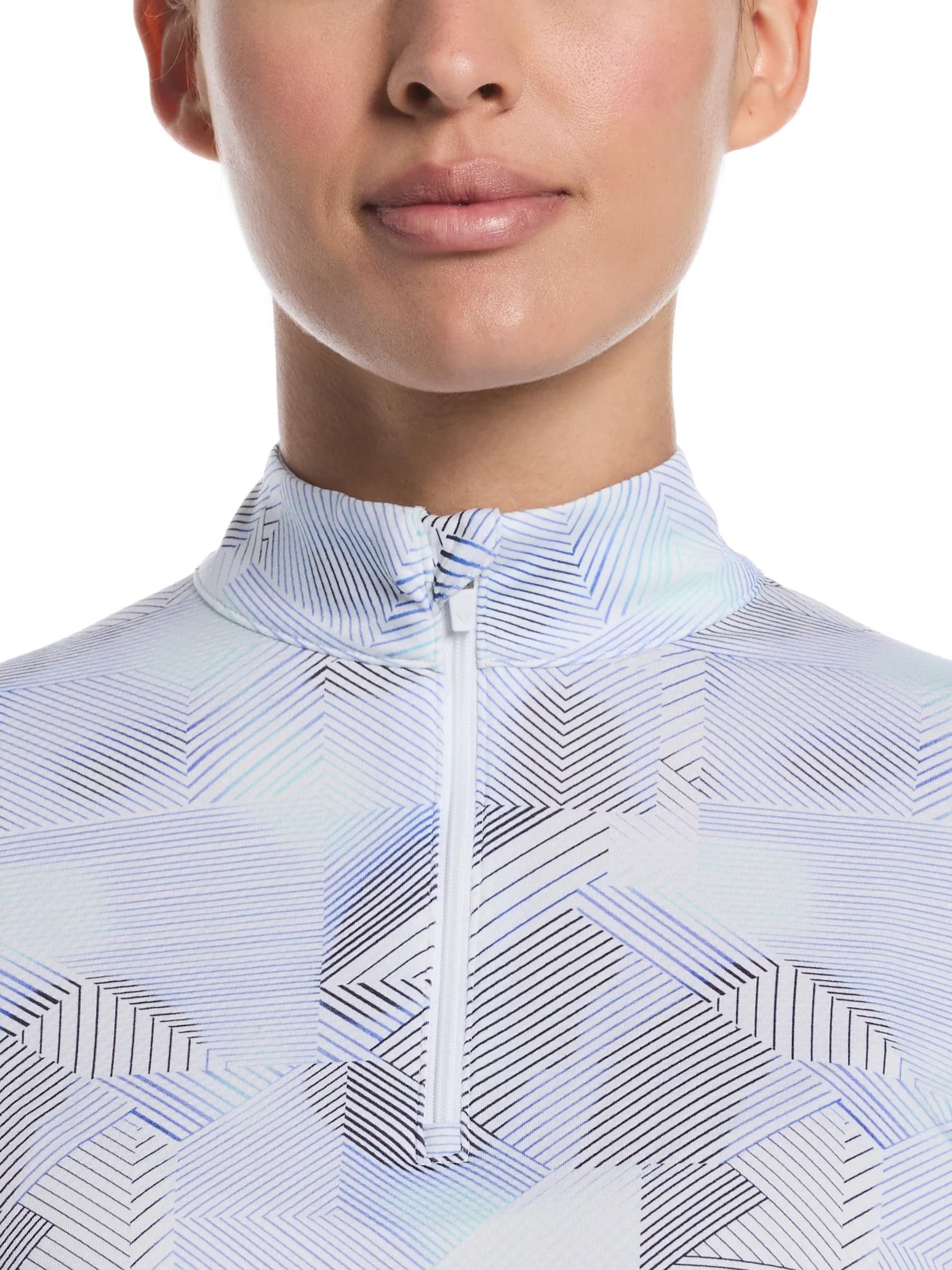 Callaway Active Geo Printed long sleeve Damen Poloshirt, brilliant weiss