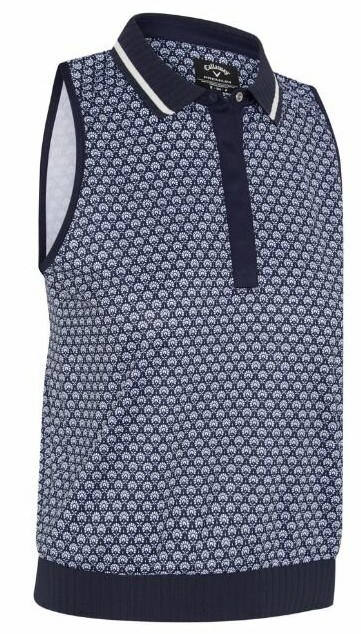 Callaway Scarf Geo Printed Sleeveless Damen Poloshirt, peacoat