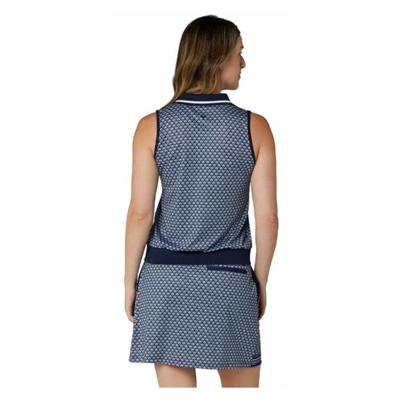 Callaway Scarf Geo Printed Sleeveless Damen Poloshirt, peacoat