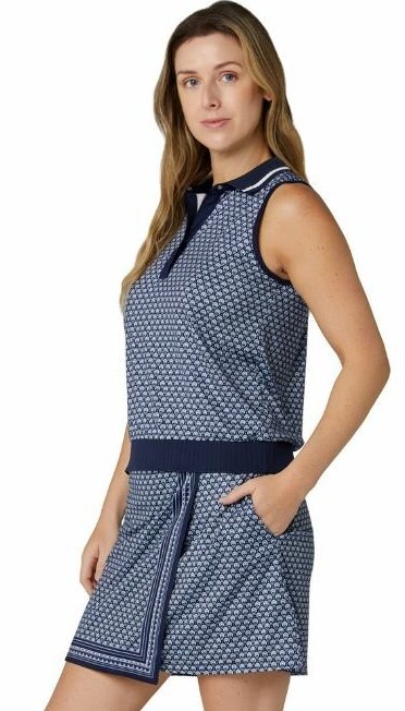 Callaway Scarf Geo Printed Sleeveless Damen Poloshirt, peacoat
