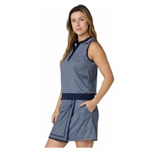 Callaway Scarf Geo Printed Sleeveless Damen Poloshirt, peacoat