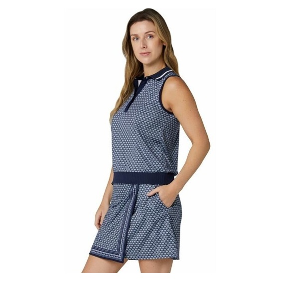 Callaway Scarf Geo Printed Sleeveless Damen Poloshirt, peacoat