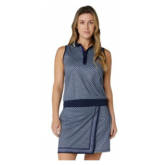 Callaway Scarf Geo Printed Sleeveless Damen Poloshirt, peacoat