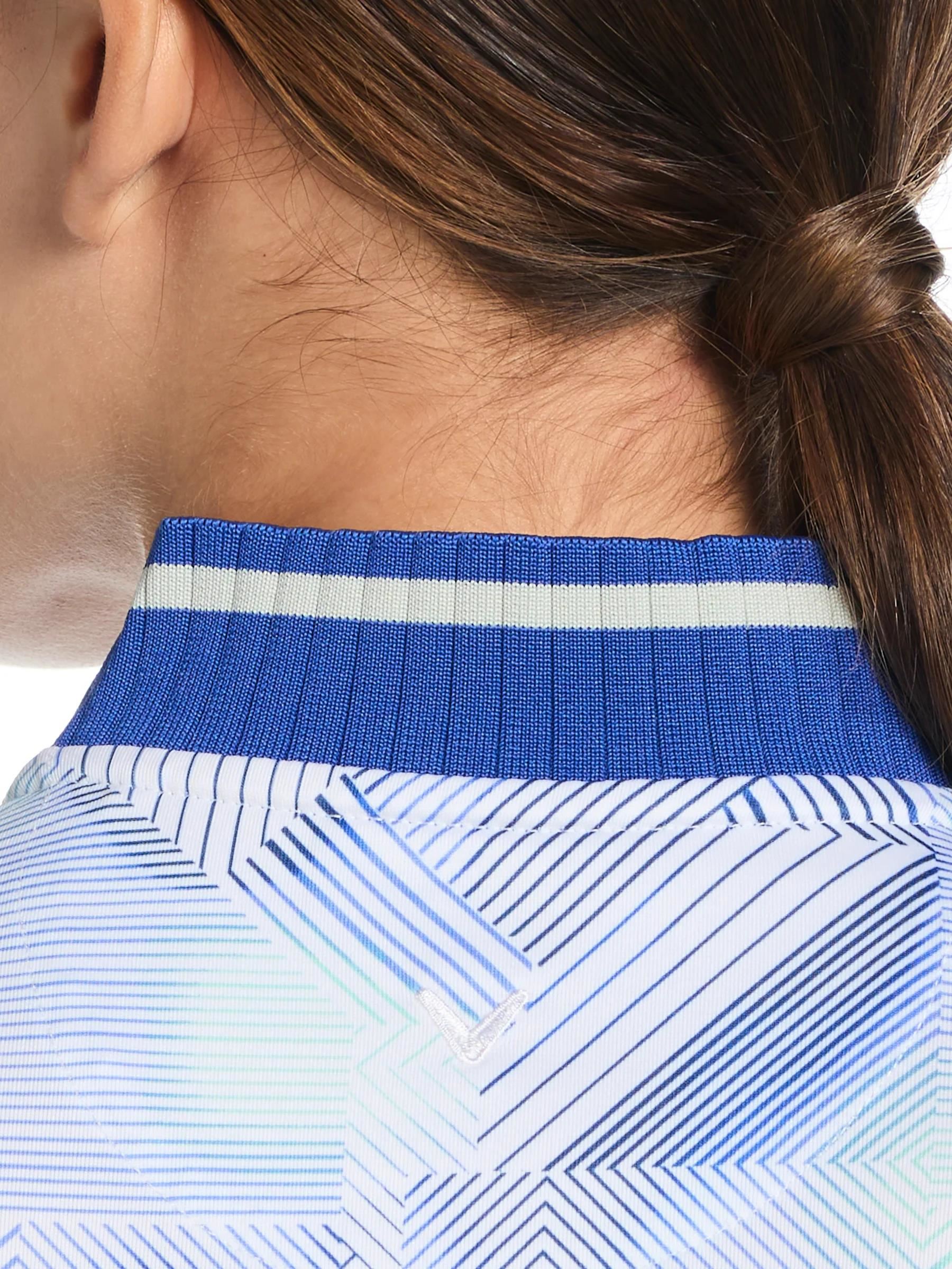 Callaway Sleeveless Rib Collar 1/4 ZIP Print Damen Poloshirt, bright white