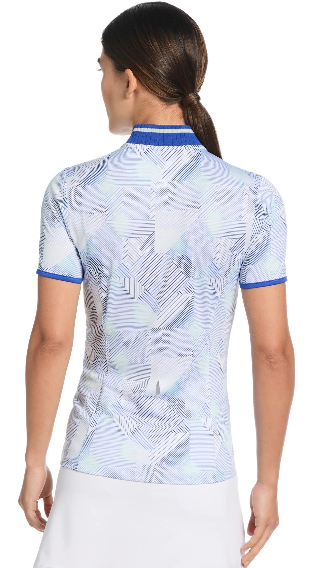 Callaway Sleeveless Rib Collar 1/4 ZIP Print Damen Poloshirt, bright white