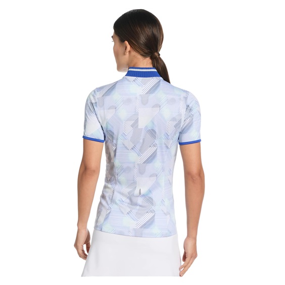 Callaway Sleeveless Rib Collar 1/4 ZIP Print Damen Poloshirt, bright white