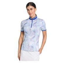 Callaway Sleeveless Rib Collar 1/4 ZIP Print Damen Poloshirt, bright white