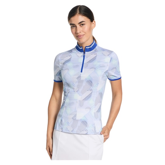 Callaway Sleeveless Rib Collar 1/4 ZIP Print Damen Poloshirt, bright white