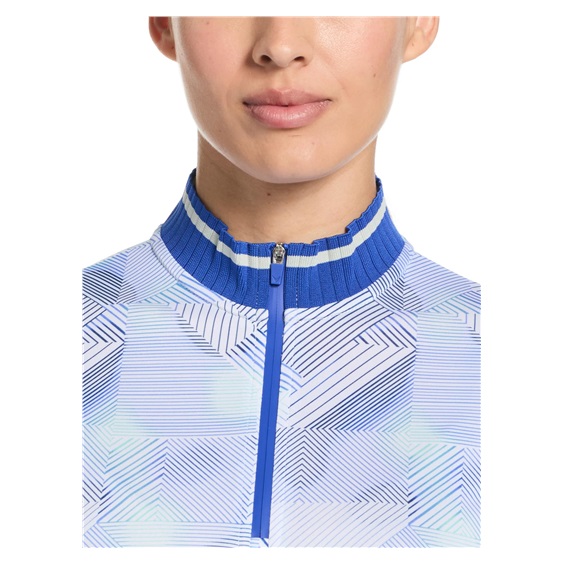 Callaway Sleeveless Rib Collar 1/4 ZIP Print Damen Poloshirt, bright white