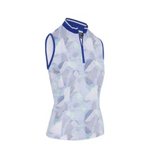 Callaway Sleeveless Rib Collar 1/4 Zip Damen Poloshirt, weiss/blau