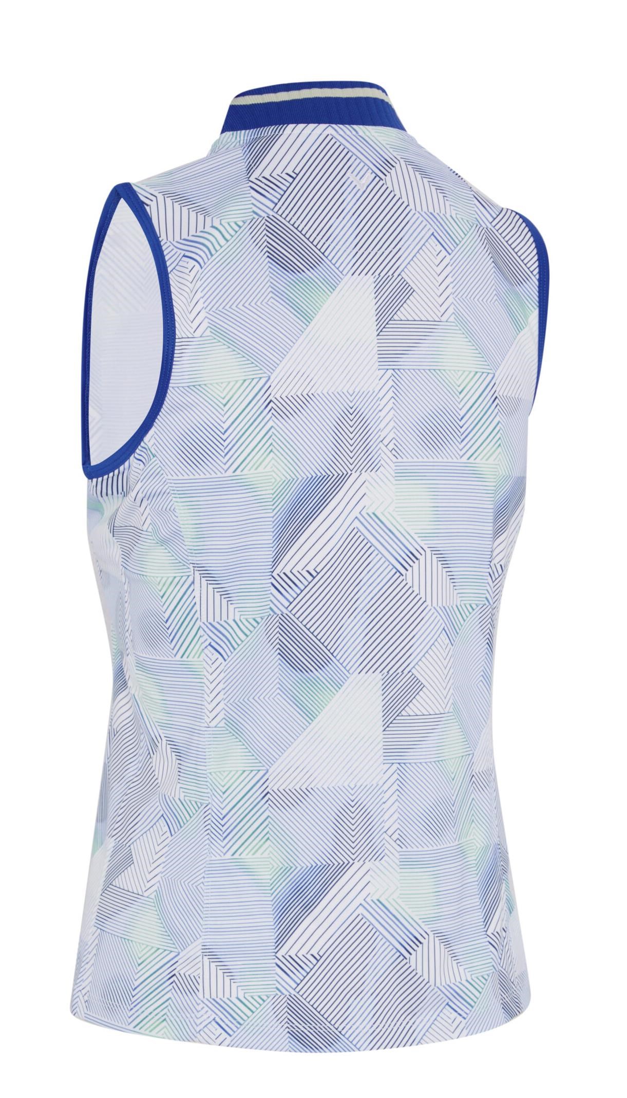 Callaway Sleeveless Rib Collar 1/4 Zip Damen Poloshirt, weiss/blau