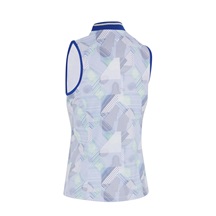 Callaway Sleeveless Rib Collar 1/4 Zip Damen Poloshirt, weiss/blau