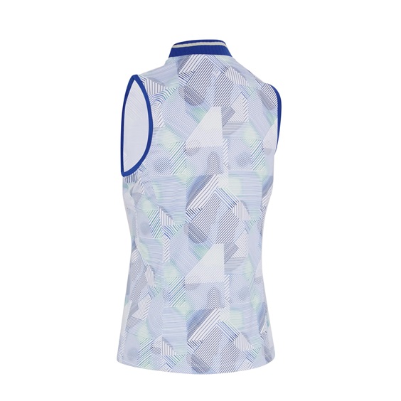 Callaway Sleeveless Rib Collar 1/4 Zip Damen Poloshirt, weiss/blau