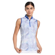 Callaway Sleeveless Rib Collar 1/4 Zip Damen Poloshirt, weiss/blau