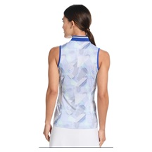 Callaway Sleeveless Rib Collar 1/4 Zip Damen Poloshirt, weiss/blau
