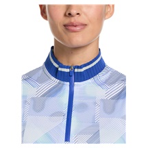 Callaway Sleeveless Rib Collar 1/4 Zip Damen Poloshirt, weiss/blau