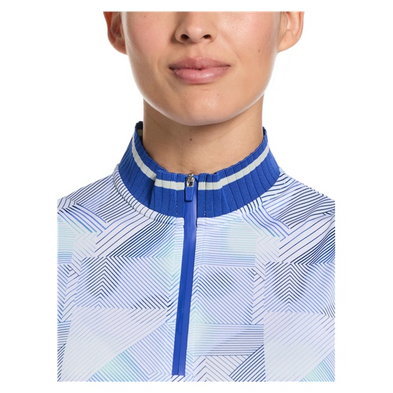 Callaway Sleeveless Rib Collar 1/4 Zip Damen Poloshirt, weiss/blau