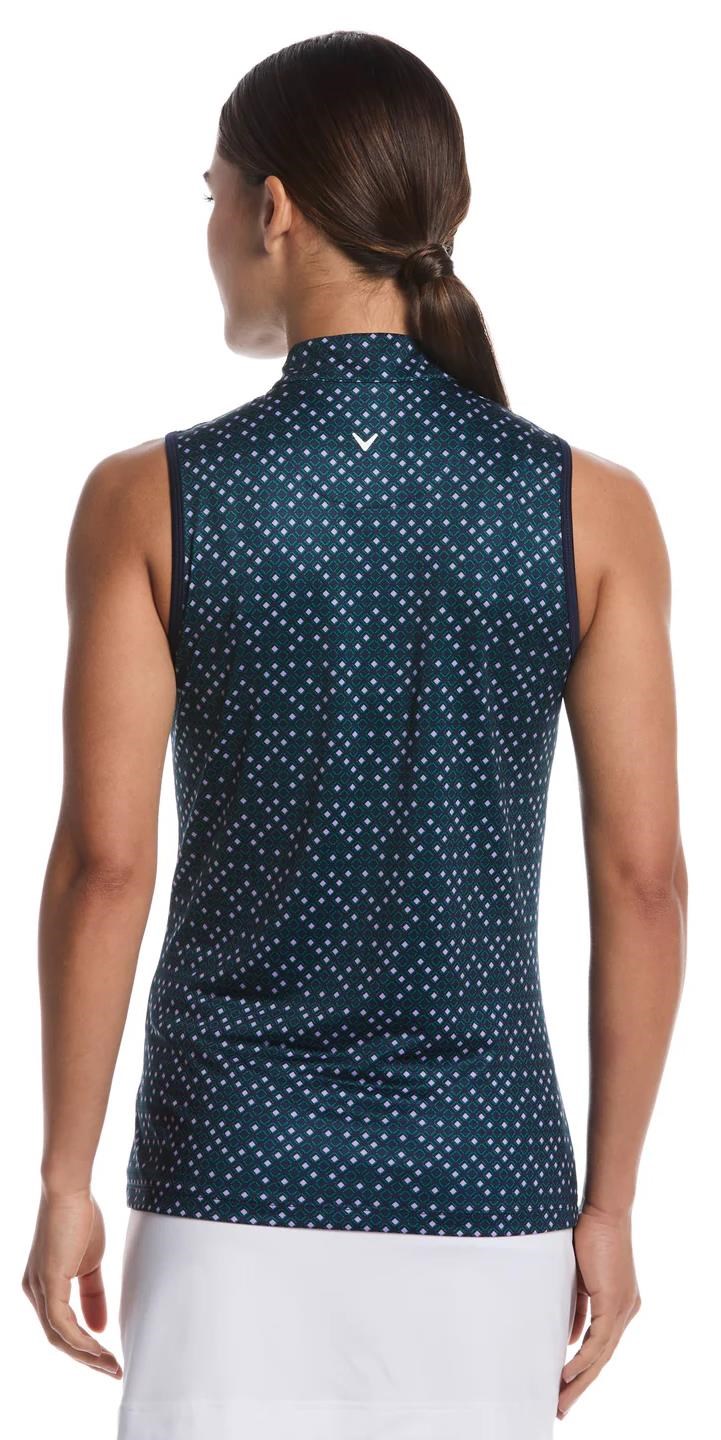 Callaway Sleeveless Framing Geo Print 1/4-Zip Damen Poloshirt, peacoat