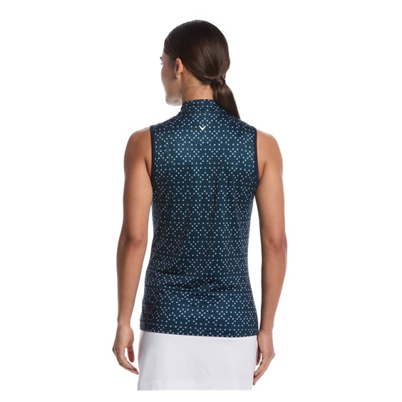 Callaway Sleeveless Framing Geo Print 1/4-Zip Damen Poloshirt, peacoat