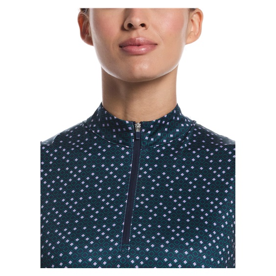 Callaway Sleeveless Framing Geo Print 1/4-Zip Damen Poloshirt, peacoat