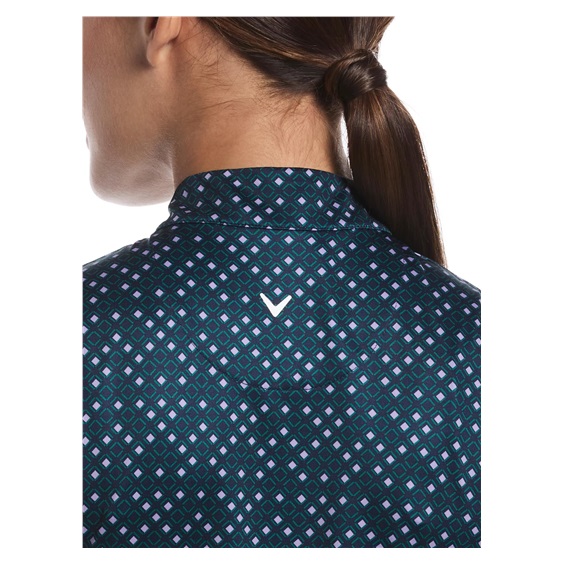 Callaway Sleeveless Framing Geo Print 1/4-Zip Damen Poloshirt, peacoat