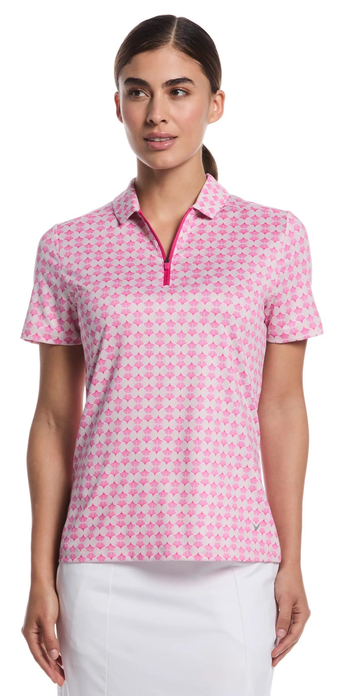 Callaway Deco Geo Print Mesh Damen Poloshirt, fuchsia purple
