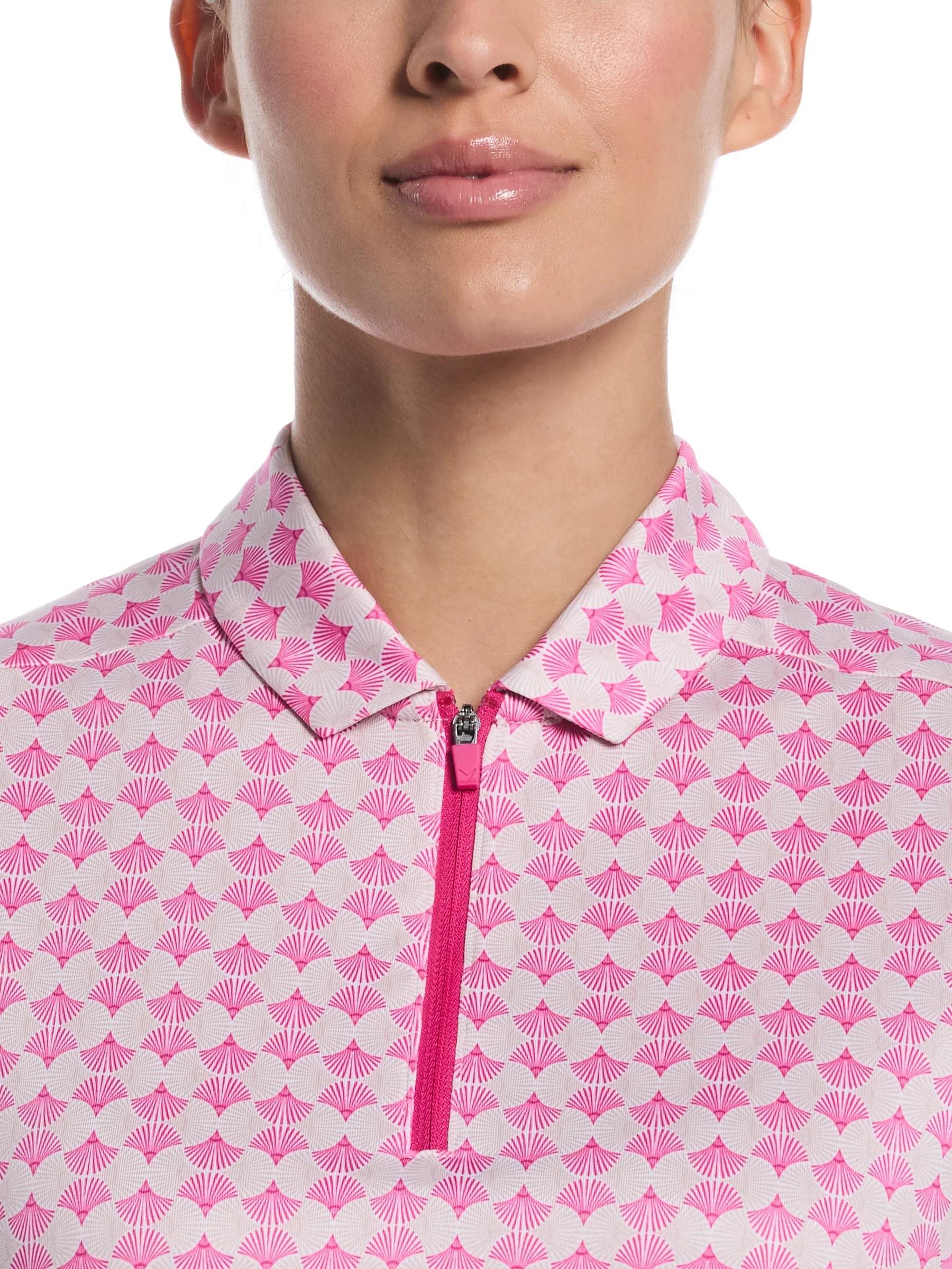 Callaway Deco Geo Print Mesh Damen Poloshirt, fuchsia purple