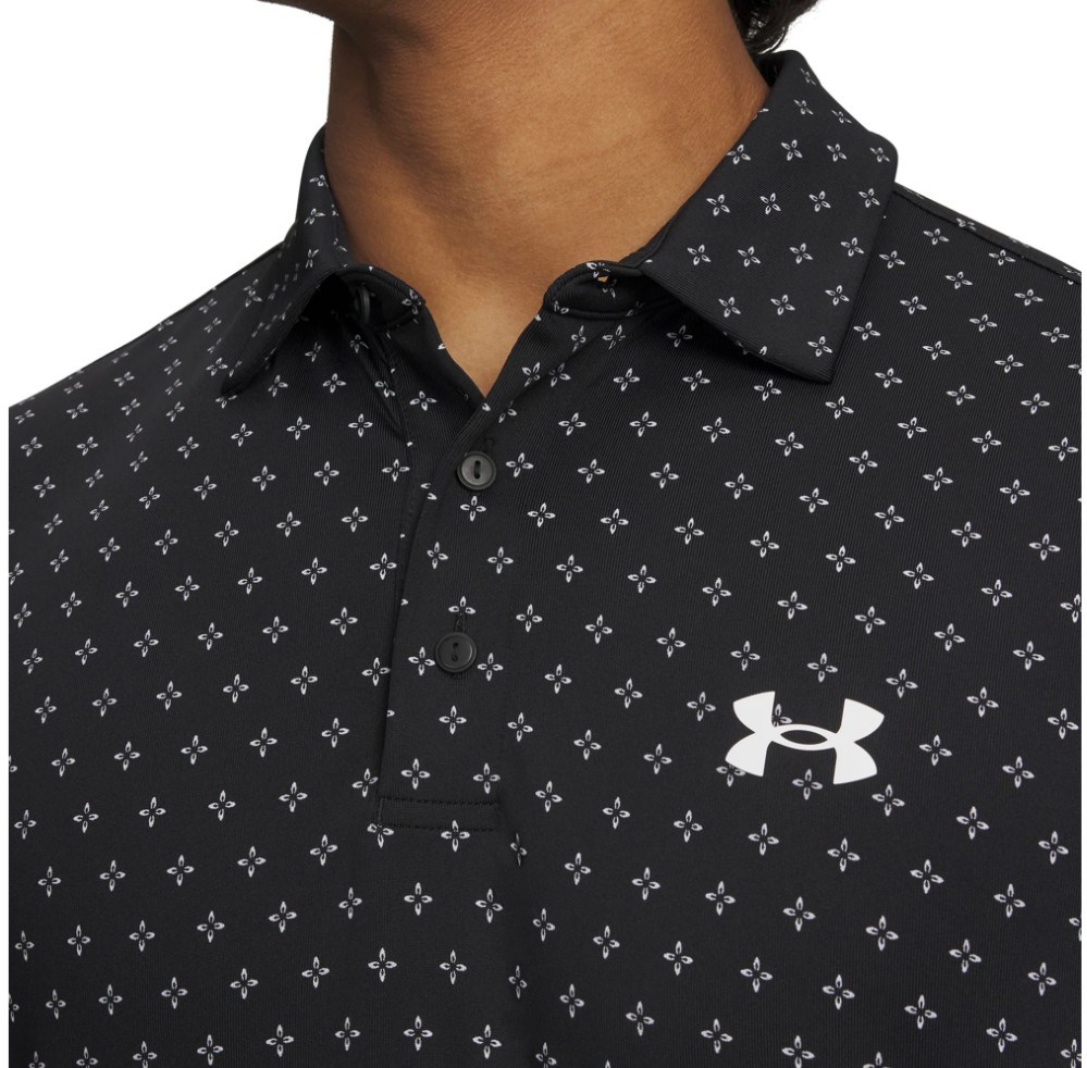 Under Armour Playoff 3.0 Printed Herren Poloshirt, schwarz/weiss