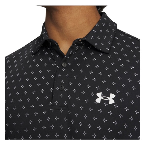 Under Armour Playoff 3.0 Printed Herren Poloshirt, schwarz/weiss