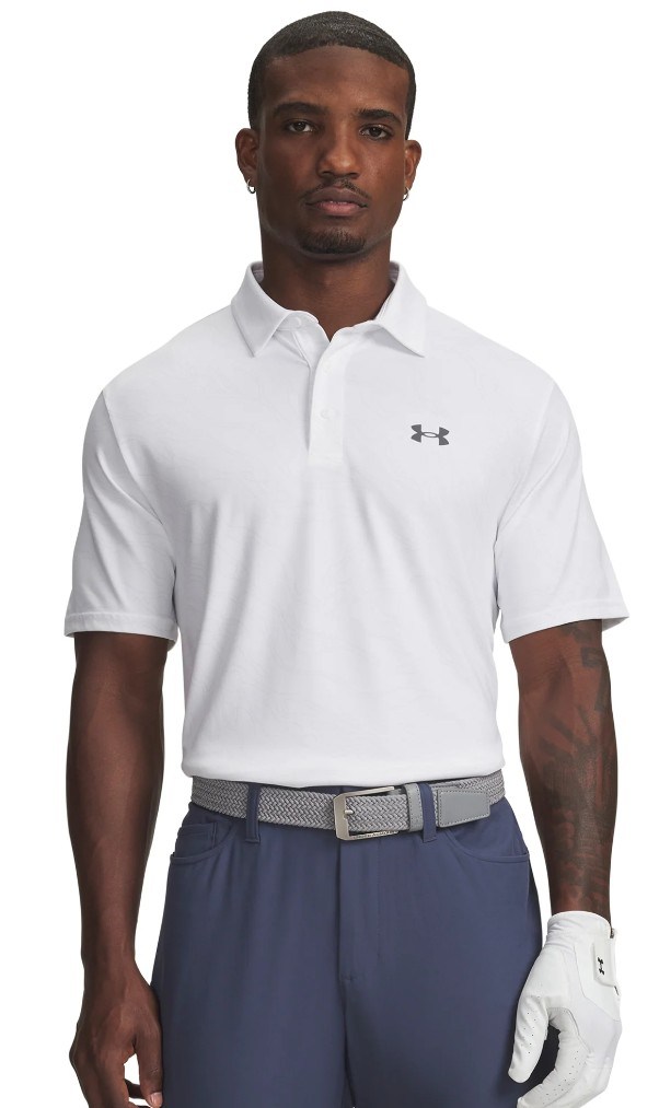 Under Armour Playoff 3.0 Printed Herren Poloshirt, white/distant grey
