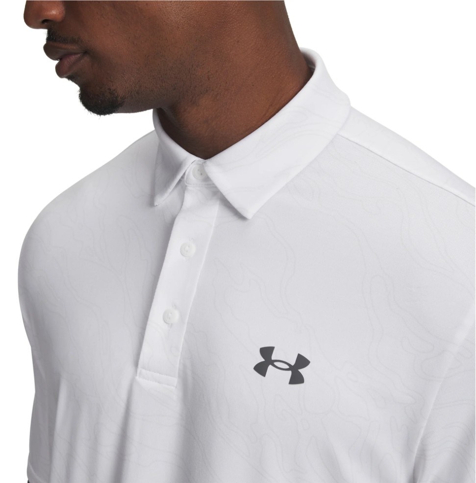 Under Armour Playoff 3.0 Printed Herren Poloshirt, white/distant grey