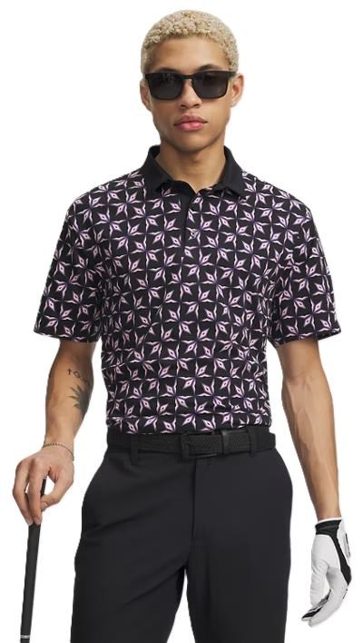 Under Armour ArmourDry Printed Herren Poloshirt, schwarz/posh rosa/weiss