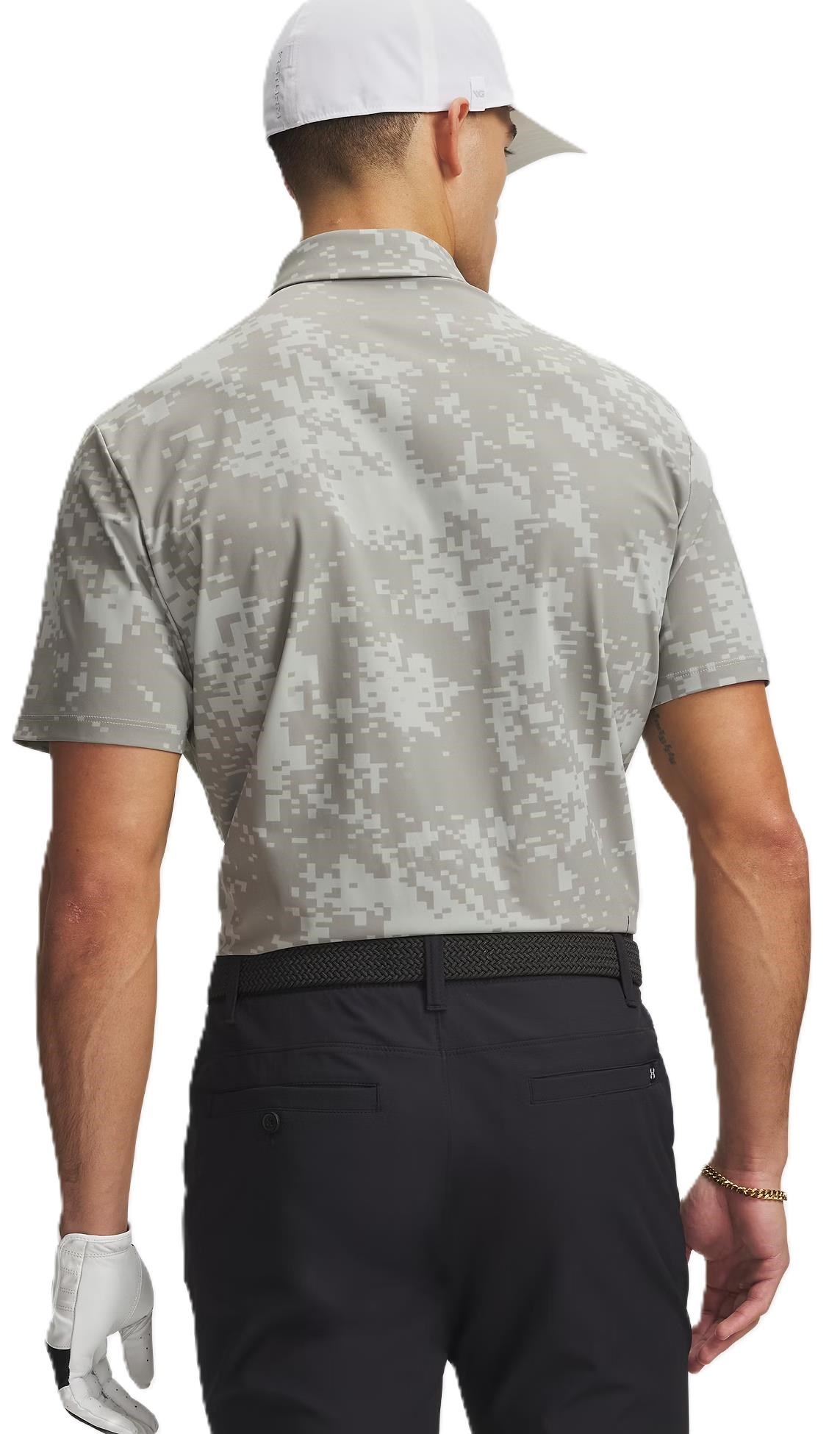 Under Armour Drive Chill Printed Herren Poloshirt, titanium/clay grün/schwarz