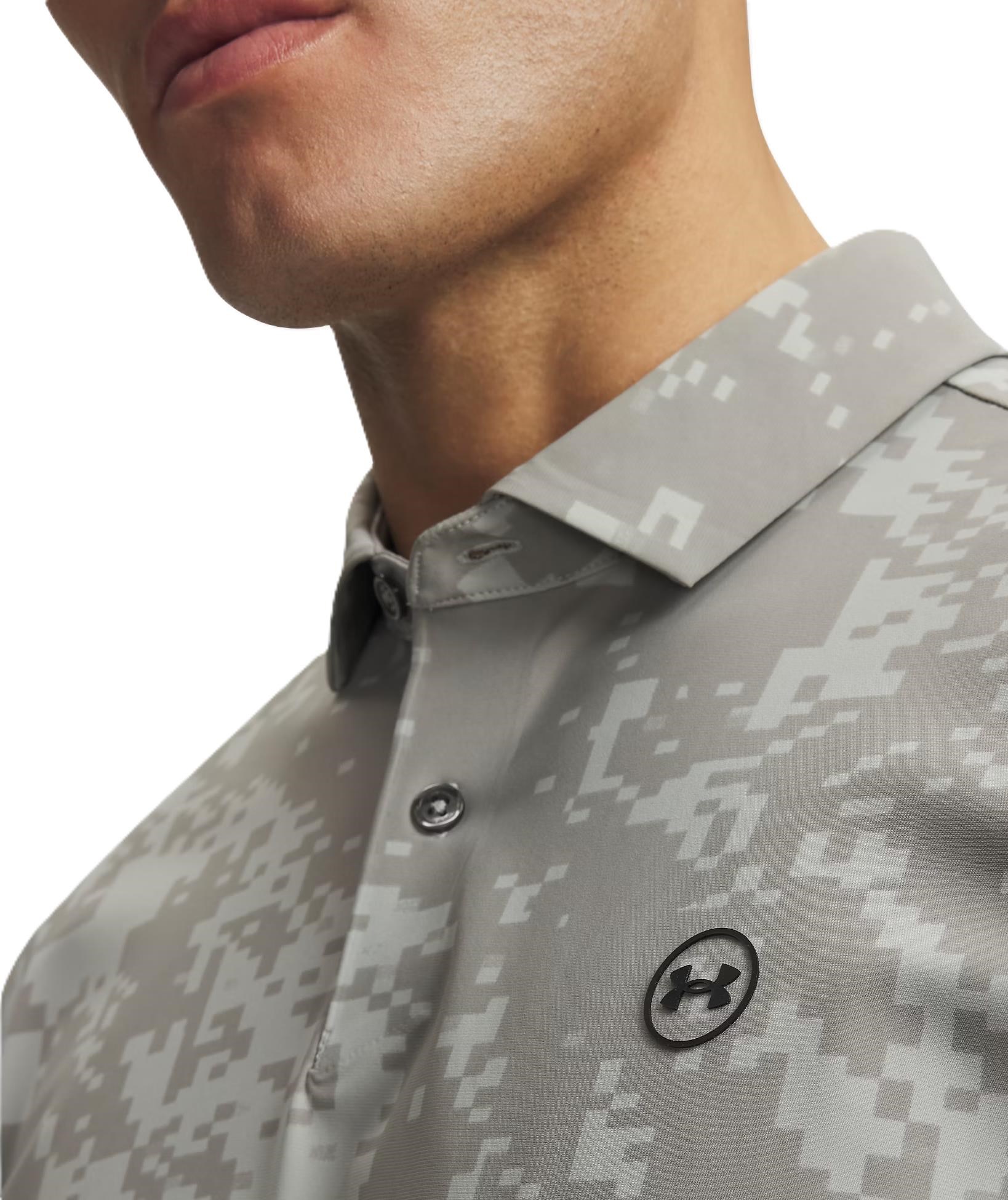 Under Armour Drive Chill Printed Herren Poloshirt, titanium/clay grün/schwarz