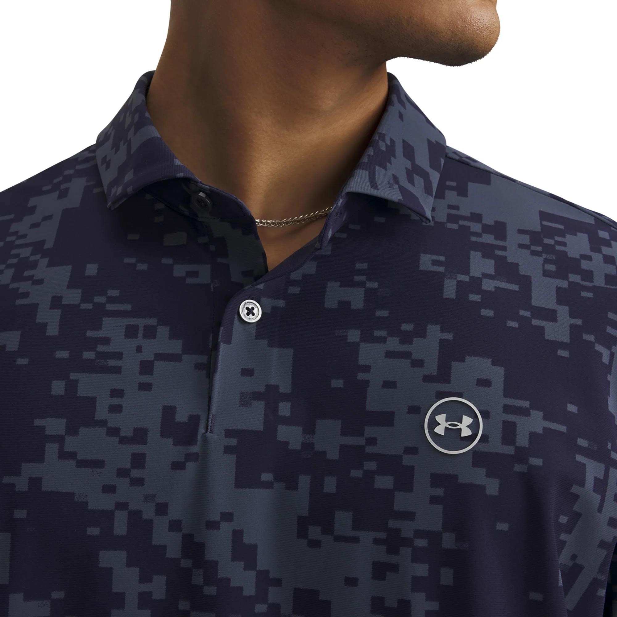 Under Armour Drive Chill Printed Herren Poloshirt, midnight dunkelblau/halo grau