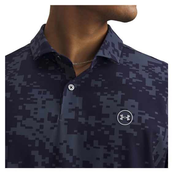 Under Armour Drive Chill Printed Herren Poloshirt, midnight dunkelblau/halo grau